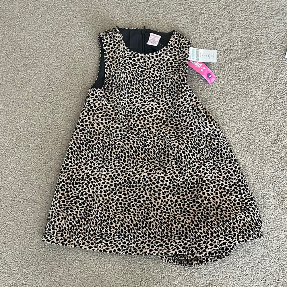 Vintage Gymboree 2 piece leopard jumper with diaper cover- dress is lined